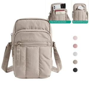 Fashion Nylon Phone Bag Lightweight Multi-pocket Shoulder Bag Square Large Capacity Crossbody Bag for Women