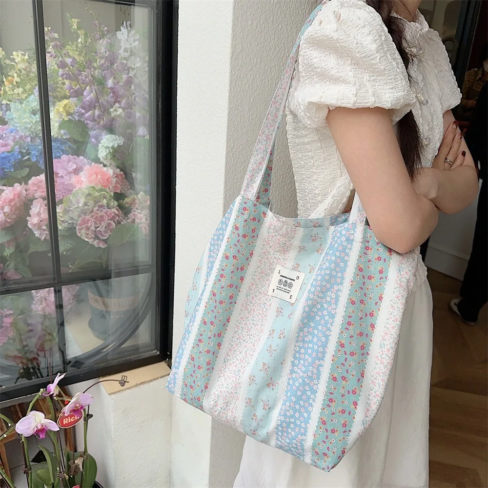 Simple Romantic Elegant Fresh Rose Flower Backpack Large Capacity Canvas Shoulder Bags Birthday Gifts Women Girl - Image 2