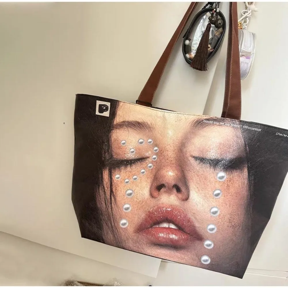 Creative Waterproof Portrait Print Tote Bag Light-weight Face Printing Shoulder Bag Large Capacity Crossbody Handbag Gifts - Image 2