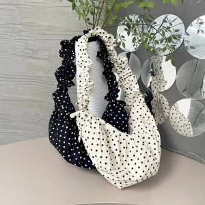 Women Fashion Shoulder Bag Large Capacity Polka Dot Retro Crossbody Bag All Matched Vintage Small Tote Bag for Outdoor Travel