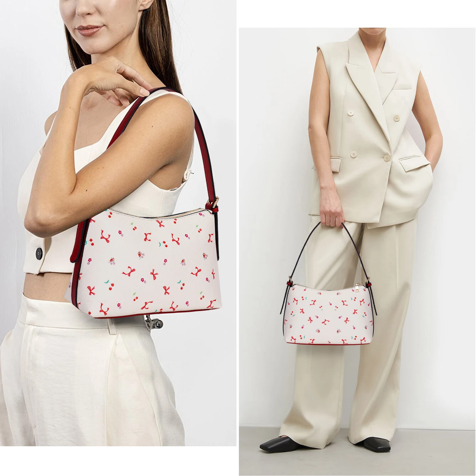 Shoulder Bag for Women Floral Handbag PU Leather Removable Strap Satchel Purse Tote Bag for Work Tavel - Image 3