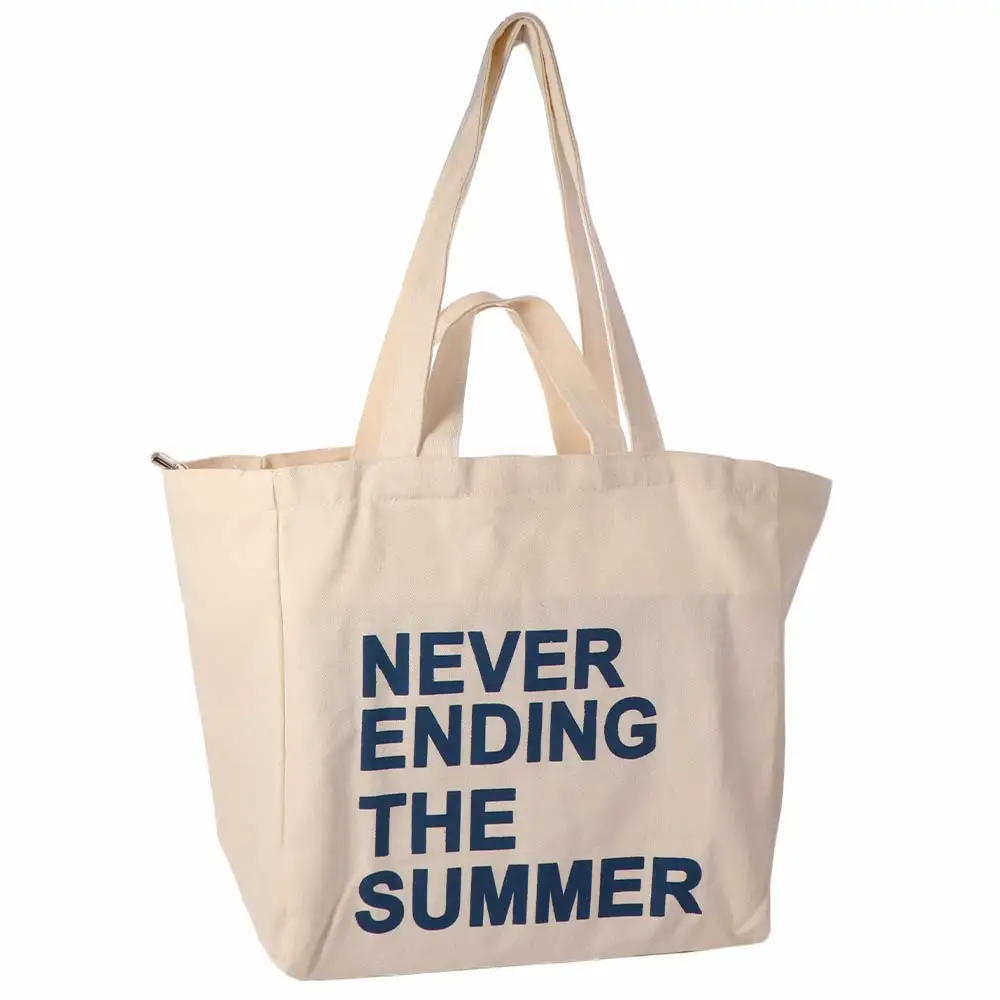 Large Capacity Letter Print Tote Bag Lightweigh Soft Literary Canvas Shoulder Bag Casual Commuting Woman Shoulder Bag Work