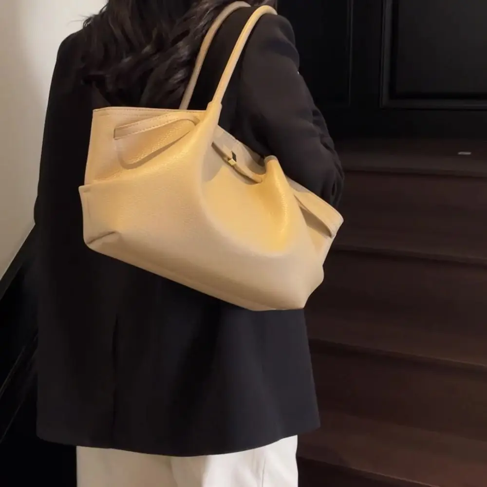 Fashion Lychee Pattern Underarm Shoulder Bags PU Leather Large Capacity Women's Handbags Solid Color Tote Bag Travel